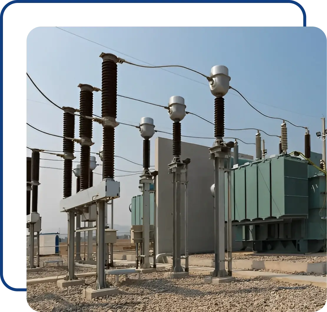 Subestación eléctrica con transformadores de potencia